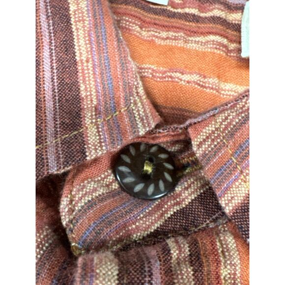 The Territory Ahead Men's XL Burnt Orange Brown Striped Short Sleeve Shirt - Picture 3 of 6